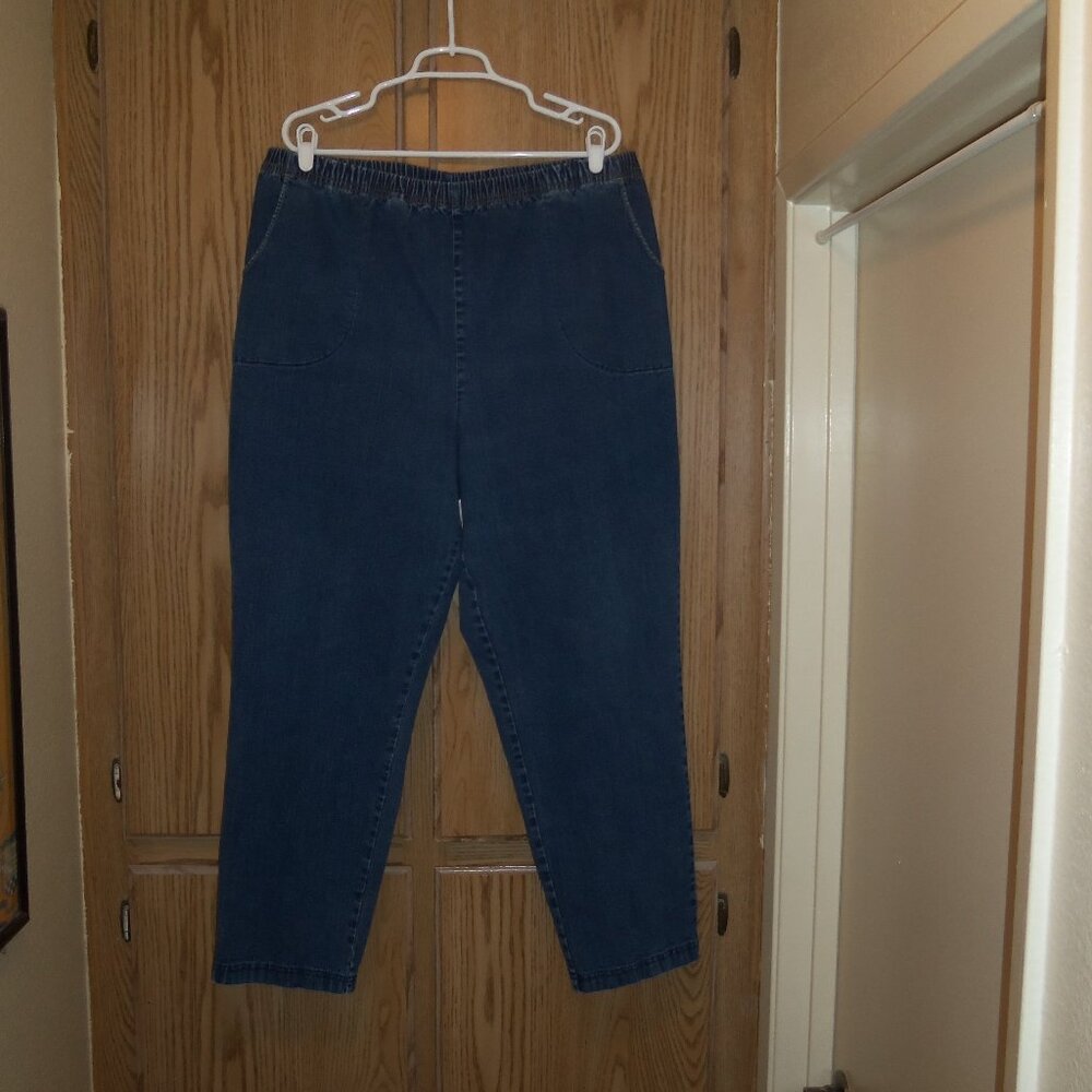 Womens Plus 3X Regular Croft & Barrow Elastic Waist Jeans Pants 2 Pockets Navy